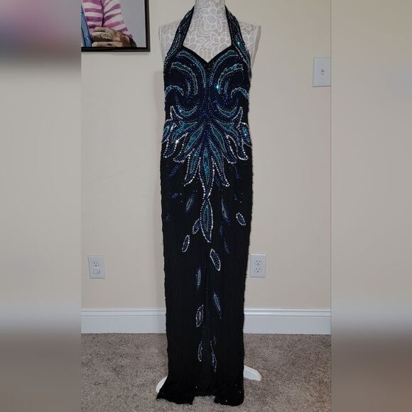 Alyce Paris Dresses & Skirts - Alyce Designs Paris Black & Blue / Beaded & Sequin Prom Dress Size 6